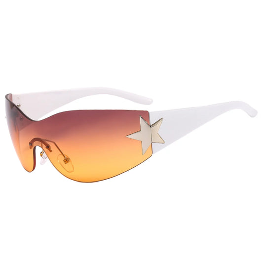 Sunglasses Fashion Star Cycling Rimless Futuristic Sunglasses Sunglasses Orange